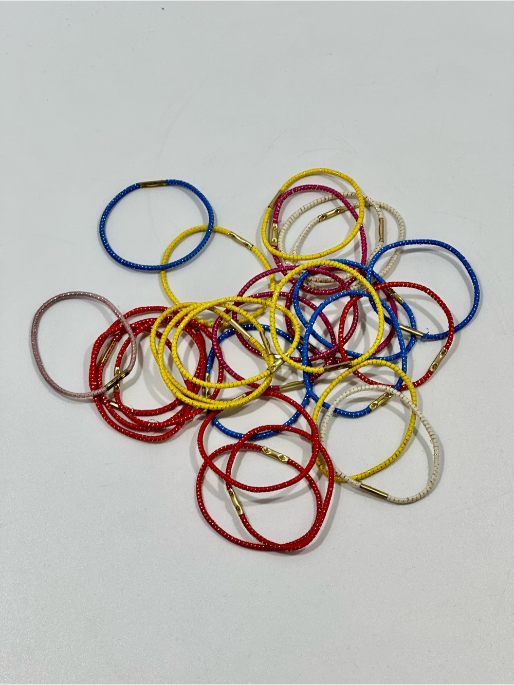 28 Vintage Goody Metallic Braided Hair Ties Elastics 1980s 1990s Metal Crimp Lot